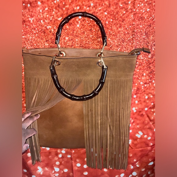 Large caramel leather bag - Picture 2 of 7